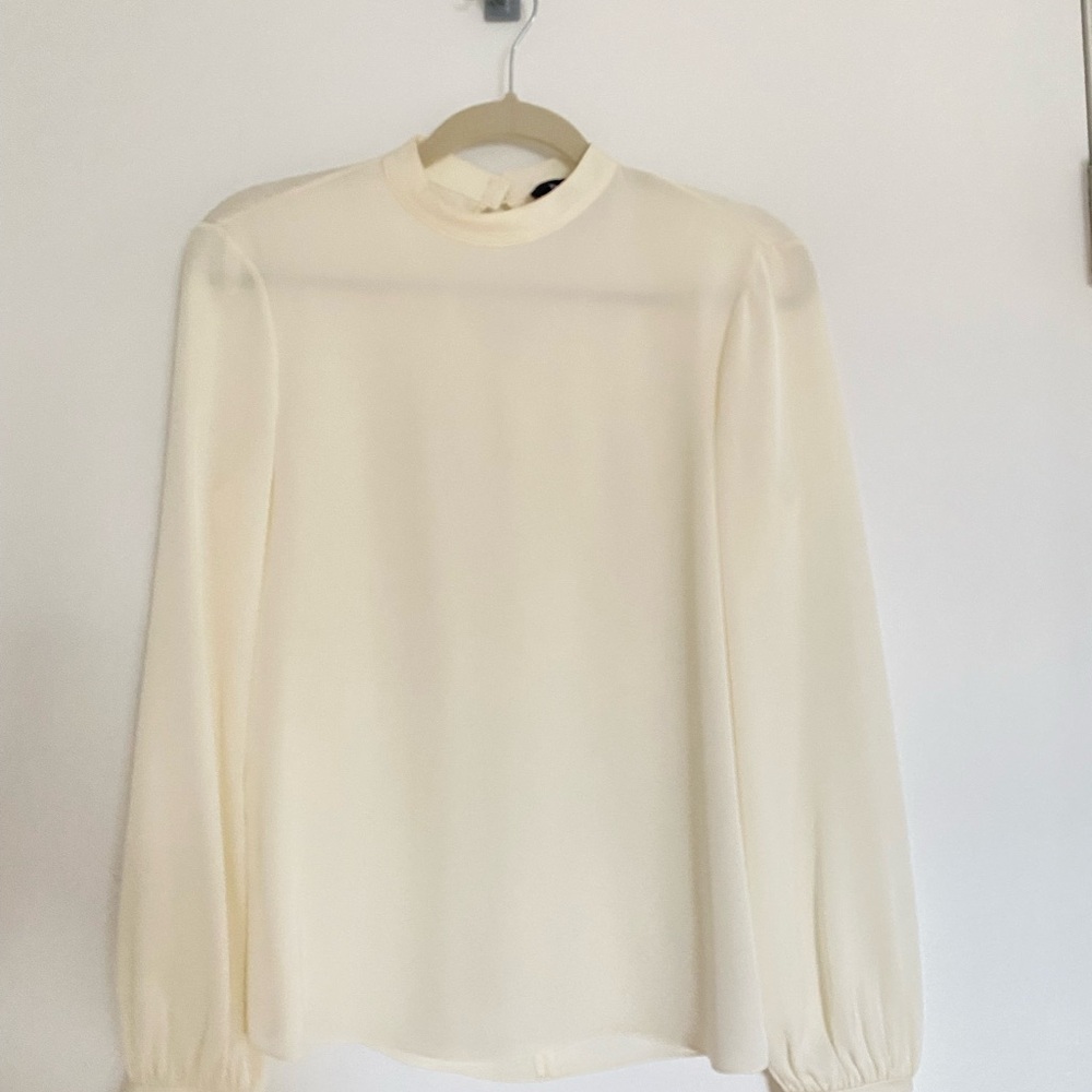 Theory Mock Neck Silk Blouse, Size P